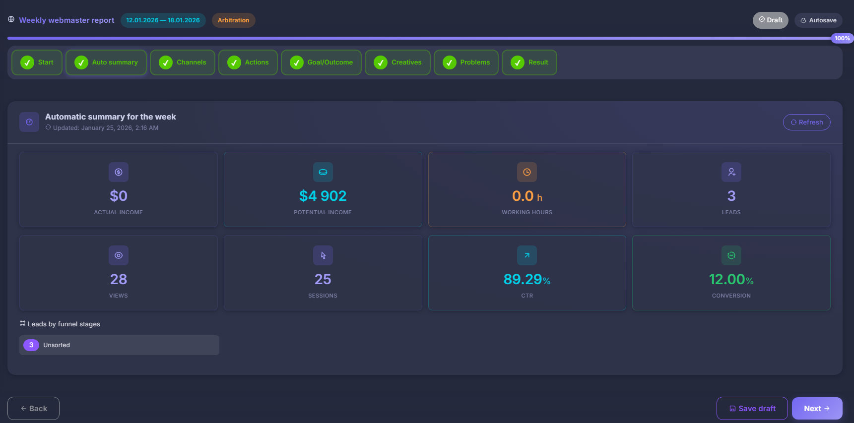 Recording the result