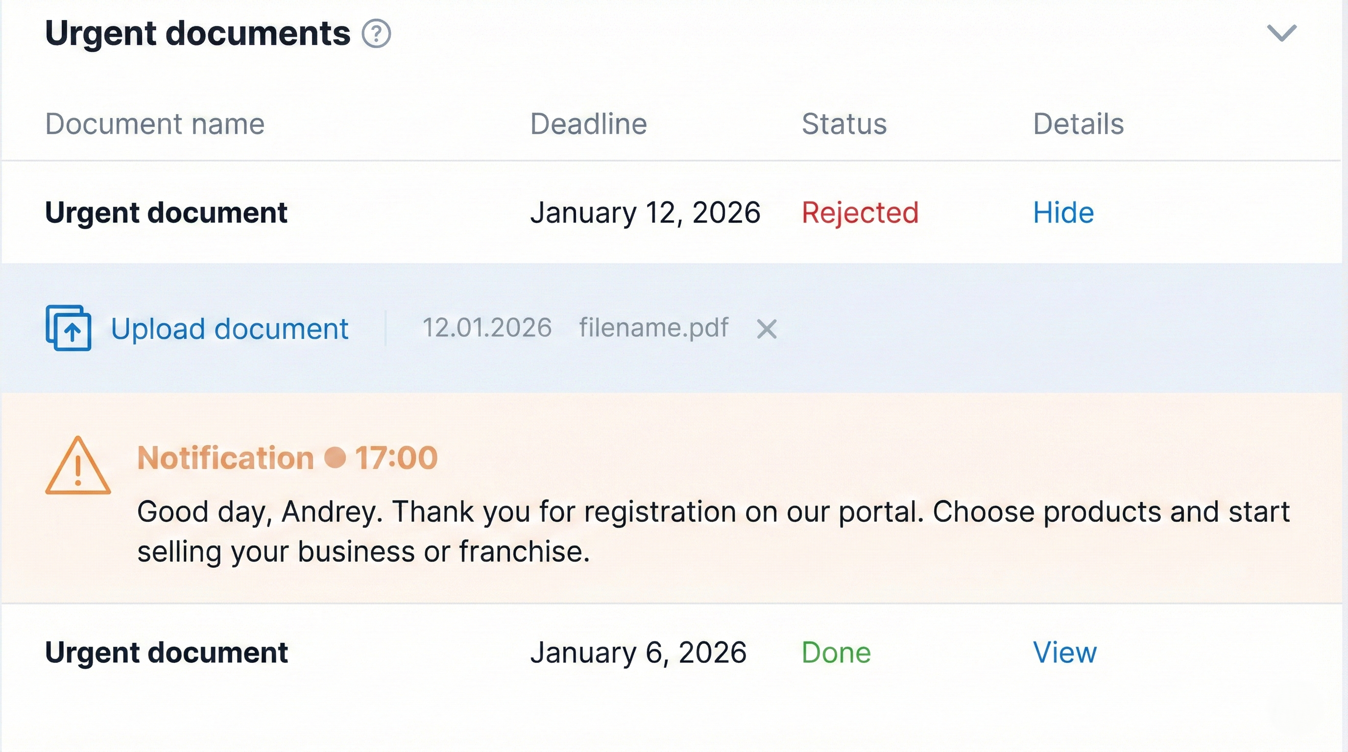 Documents and statuses