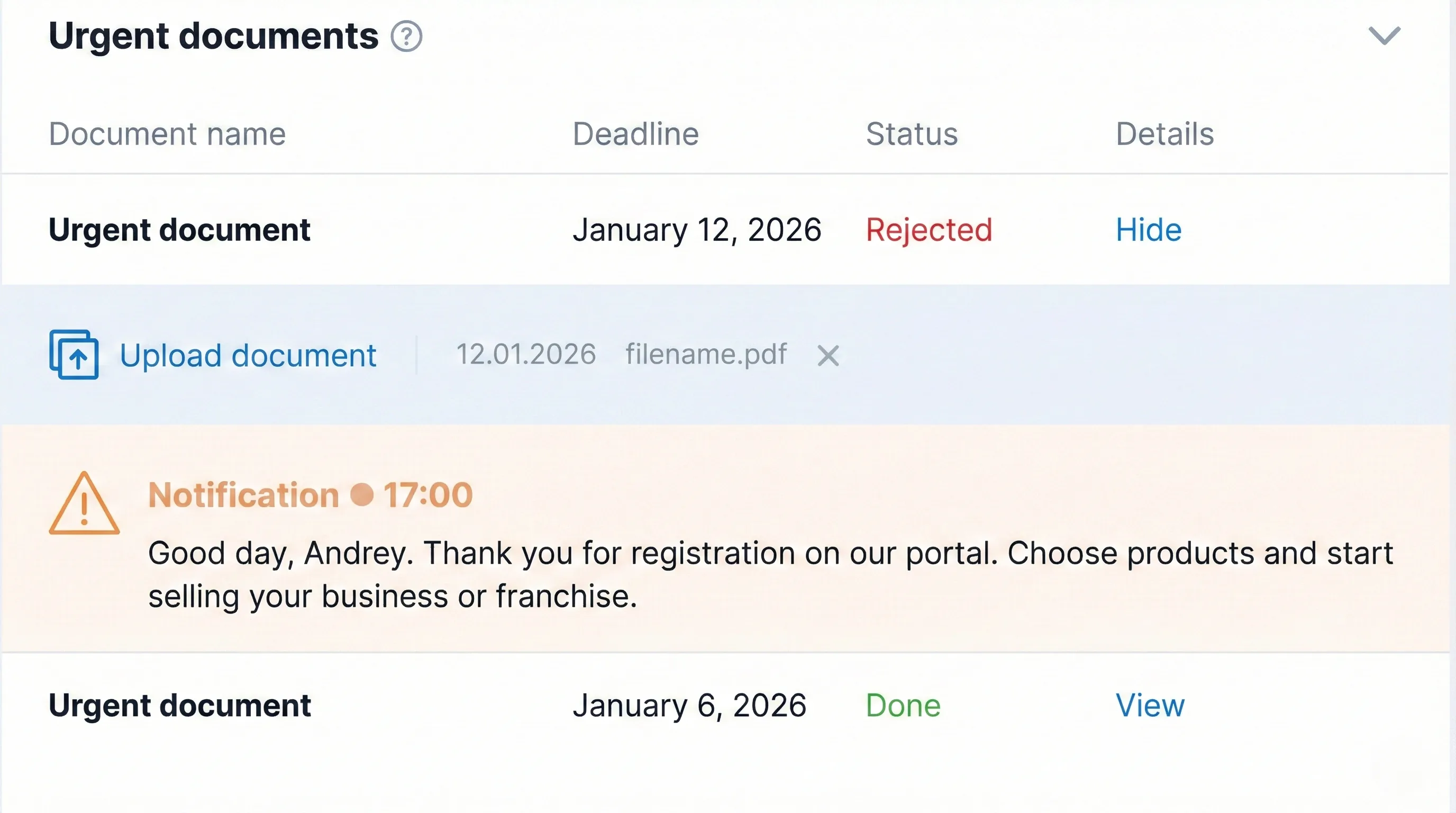 Documents and statuses